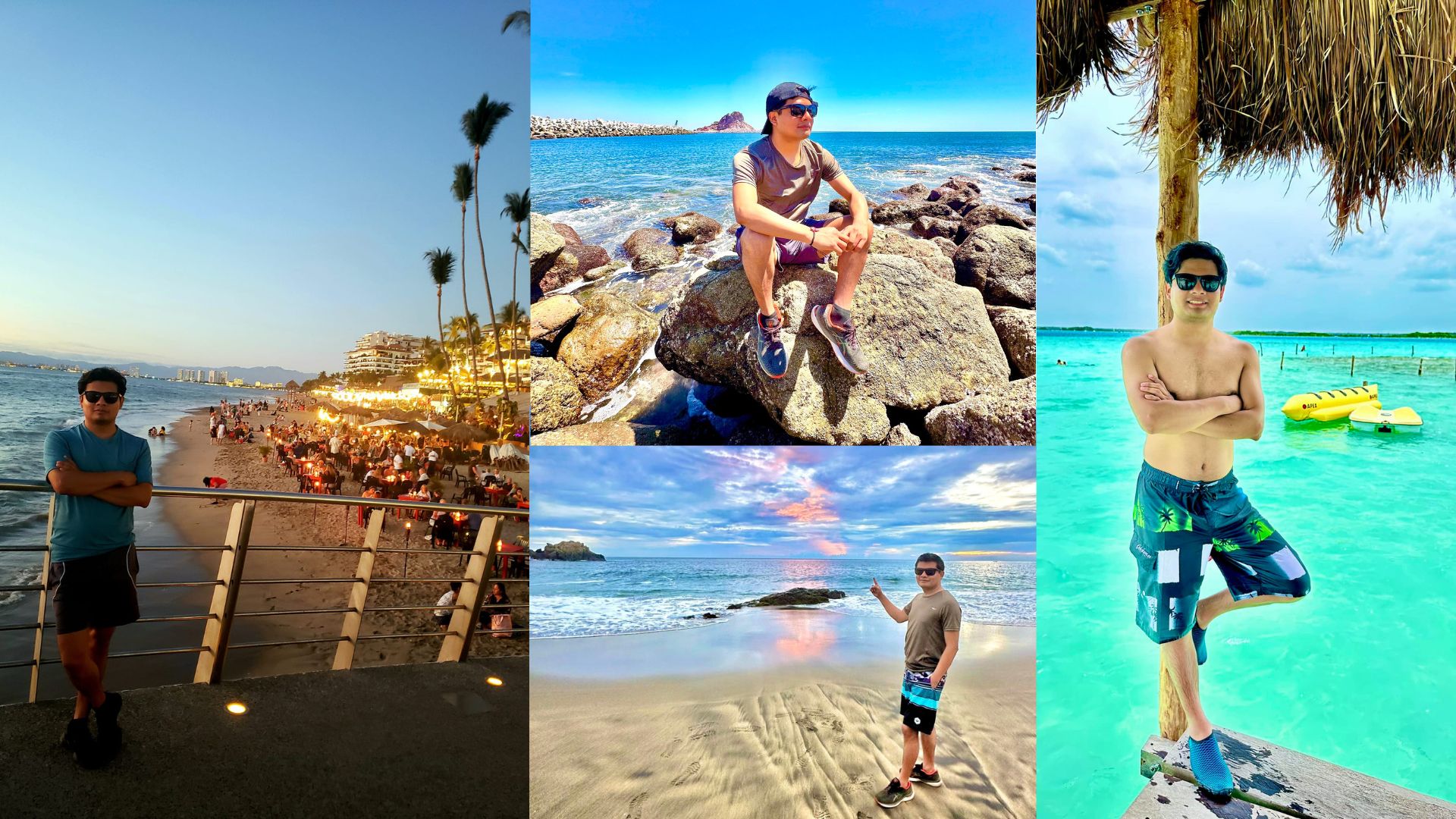 Collage de fotos de viajes y estilo de vida