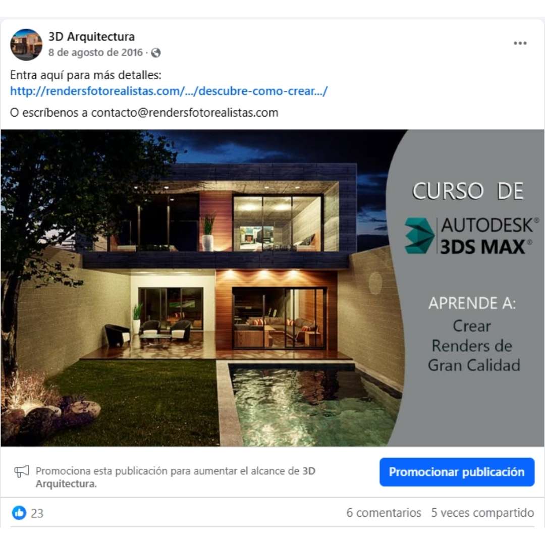 Primer anuncio del curso de renders de Fernando Carlos