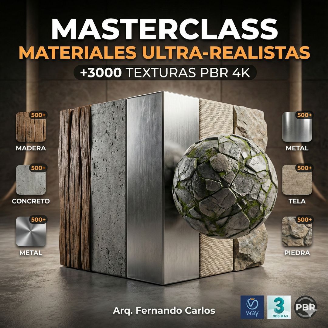 Masterclass Materiales Ultra-Realistas +3000 Texturas PBR 4K